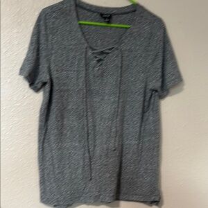 Gray Lace-Up T-Shirt
